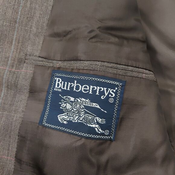 Vintage Burberrys' Sport Blazer Jacket Coat 40R Gray Two Button Checks Wool - Picture 7 of 14